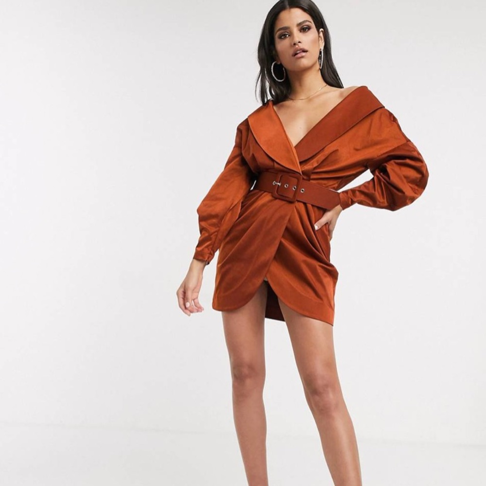 ASOS DESIGN TALL belted tux mini dress